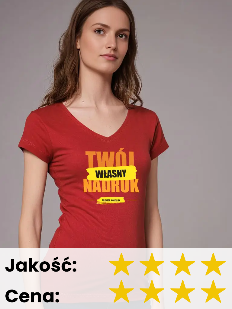 Damska koszulka z nadrukiem Malfini V-neck